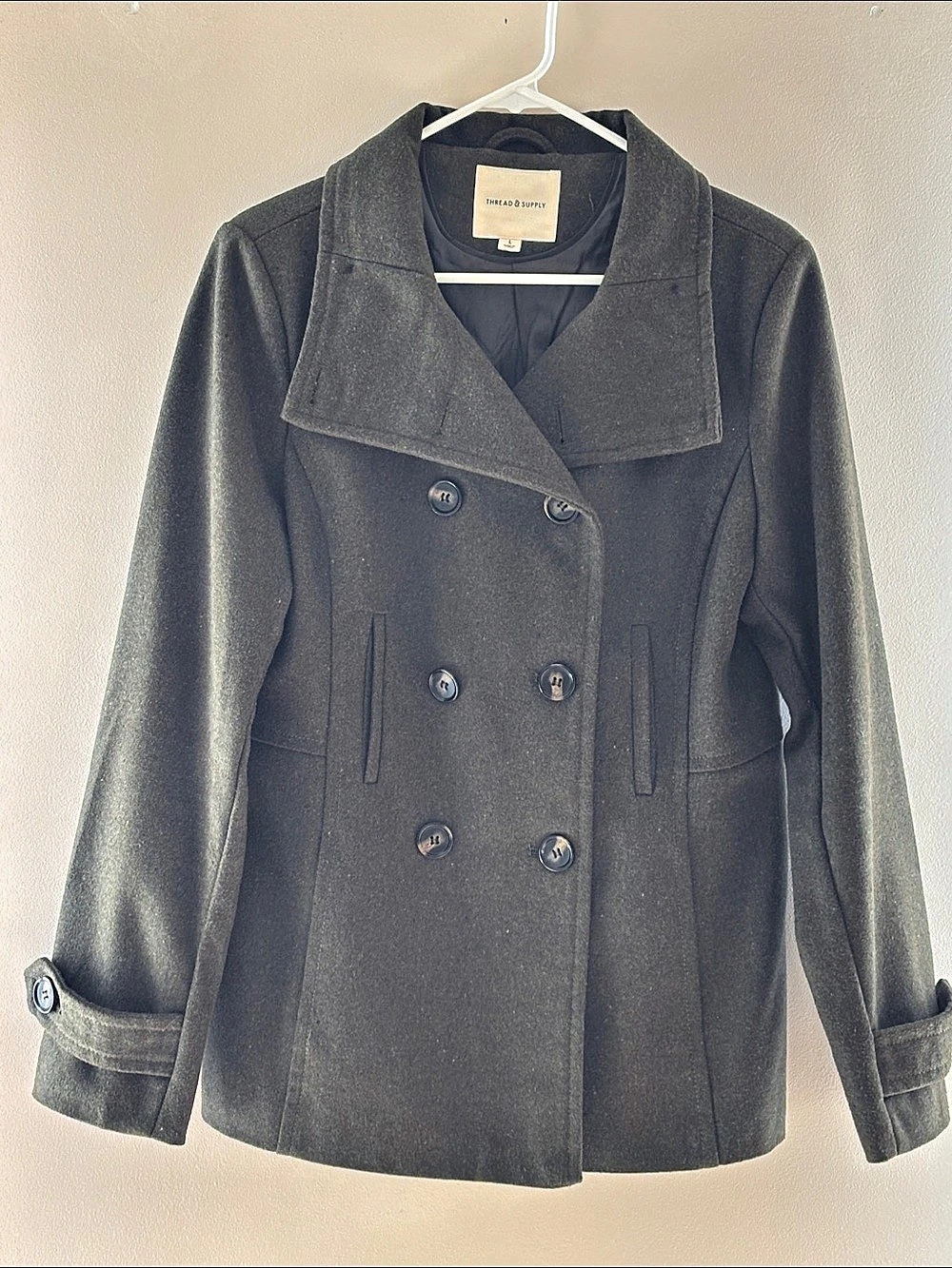 Thread & Supply Double Breasted Peacoat Forest Green Large